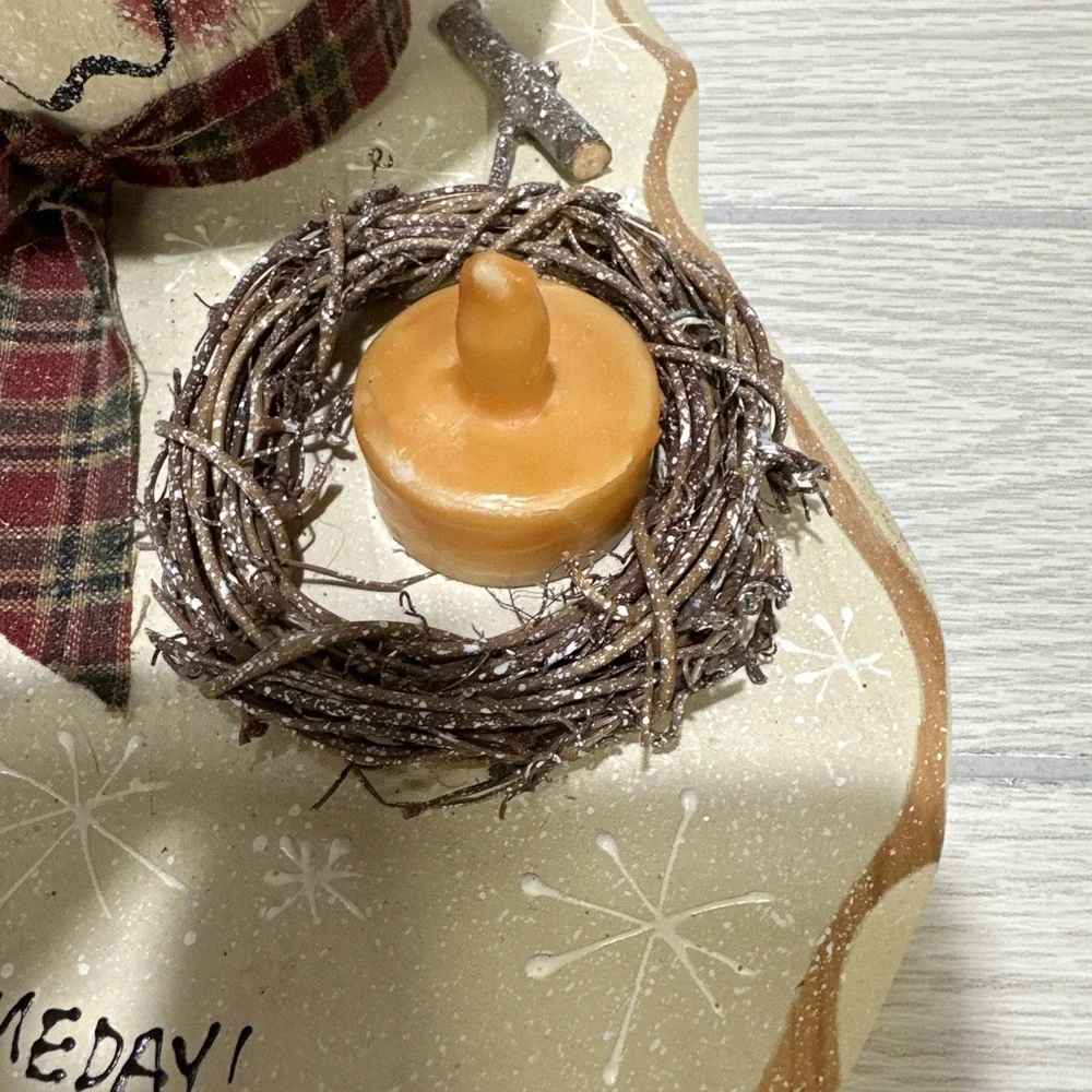 Melted‎ Snowman Winter Holiday Decoration Handmade Wood 10.5x9x5.5